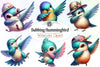 Cute Dabbing Hummingbird Clipart Bundle