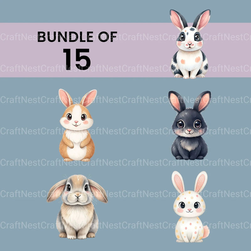 Bunny Rabbits Clipart Bundle - CraftNest - Digital Crafting and Art