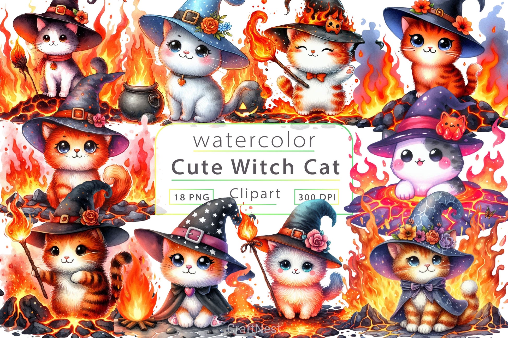 Witch Cat Clipart Bundle - CraftNest - Digital Crafting and Art