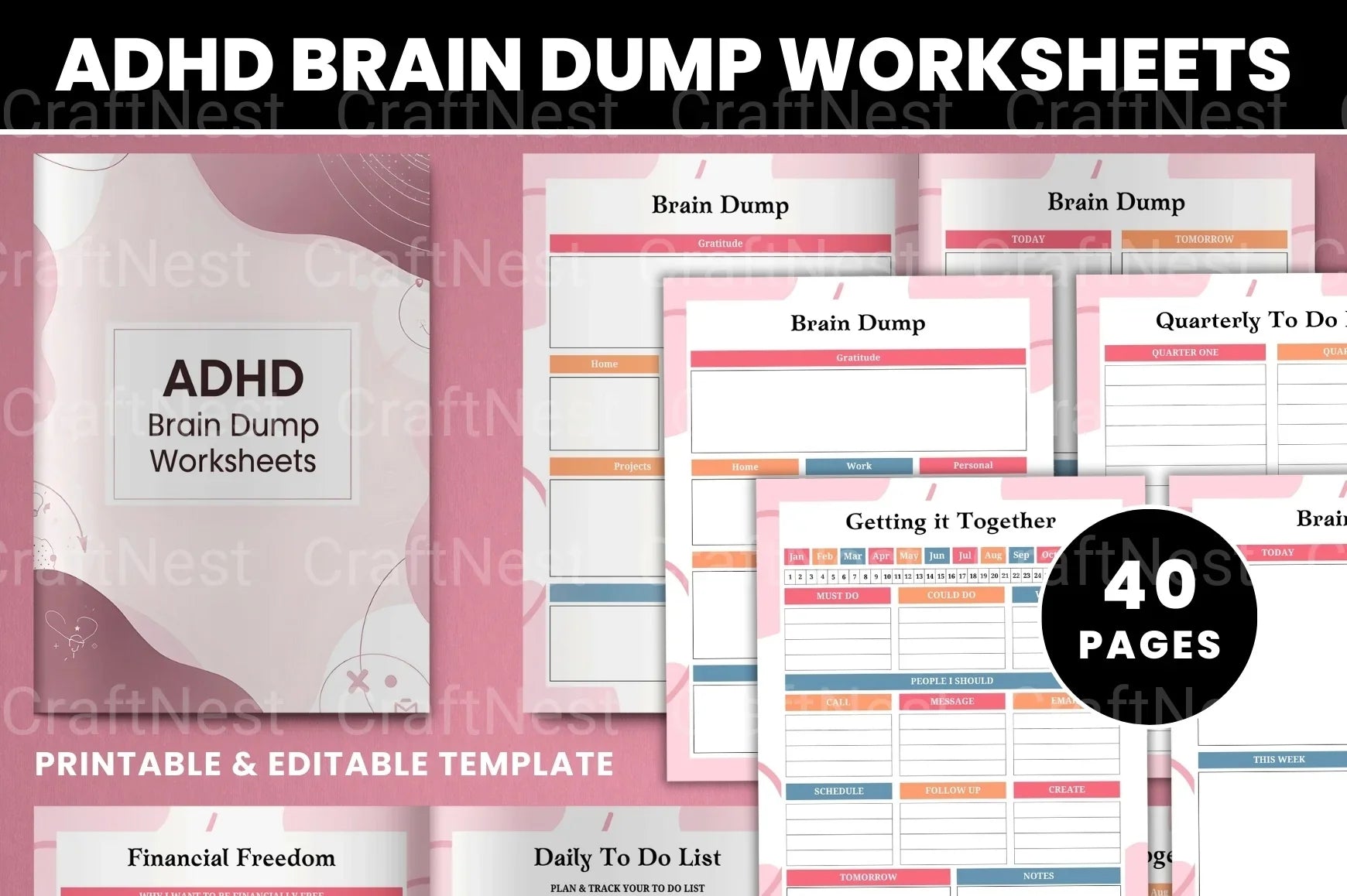 ADHD Brain Dump Worksheets for Focus and Organization - CraftNest - Digital Crafting and Art