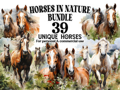 Horses In Nature Clipart - CraftNest