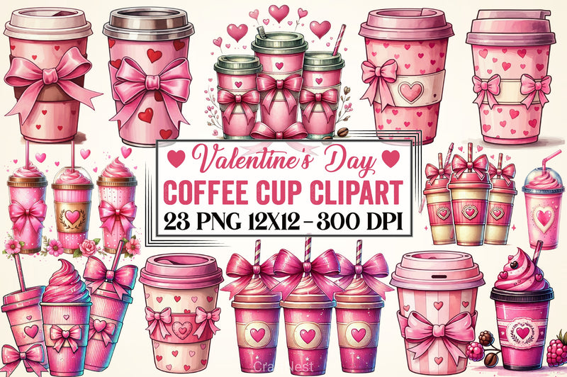 Valentine Coffee Cup Clipart Bundle - CraftNest - Digital Crafting and Art