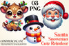 Cute Reindeer, Snowman & Santa Clipart Bundle