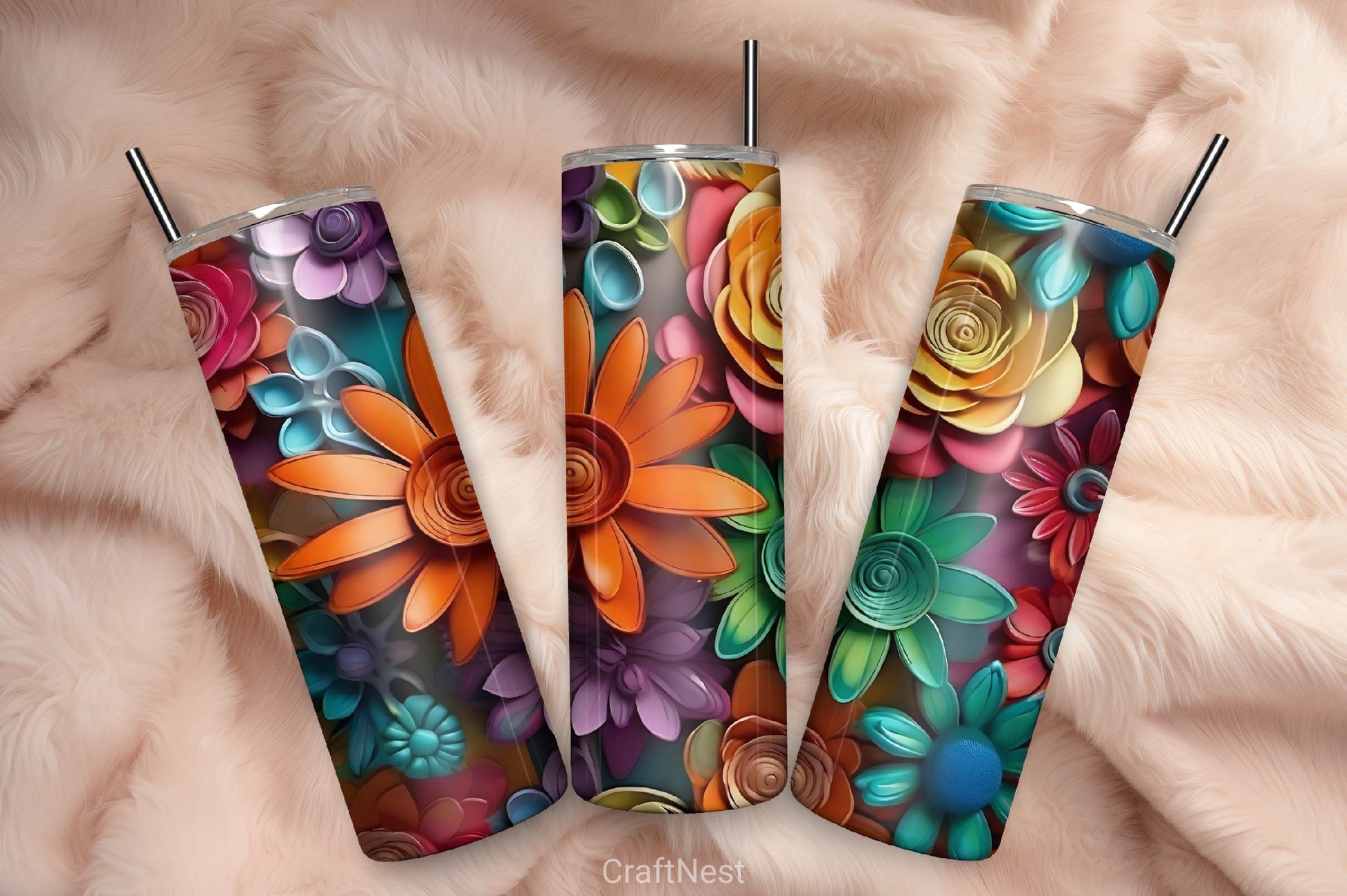 Flower Tumbler Wrap Bundle 8 - CraftNest - Digital Crafting and Art