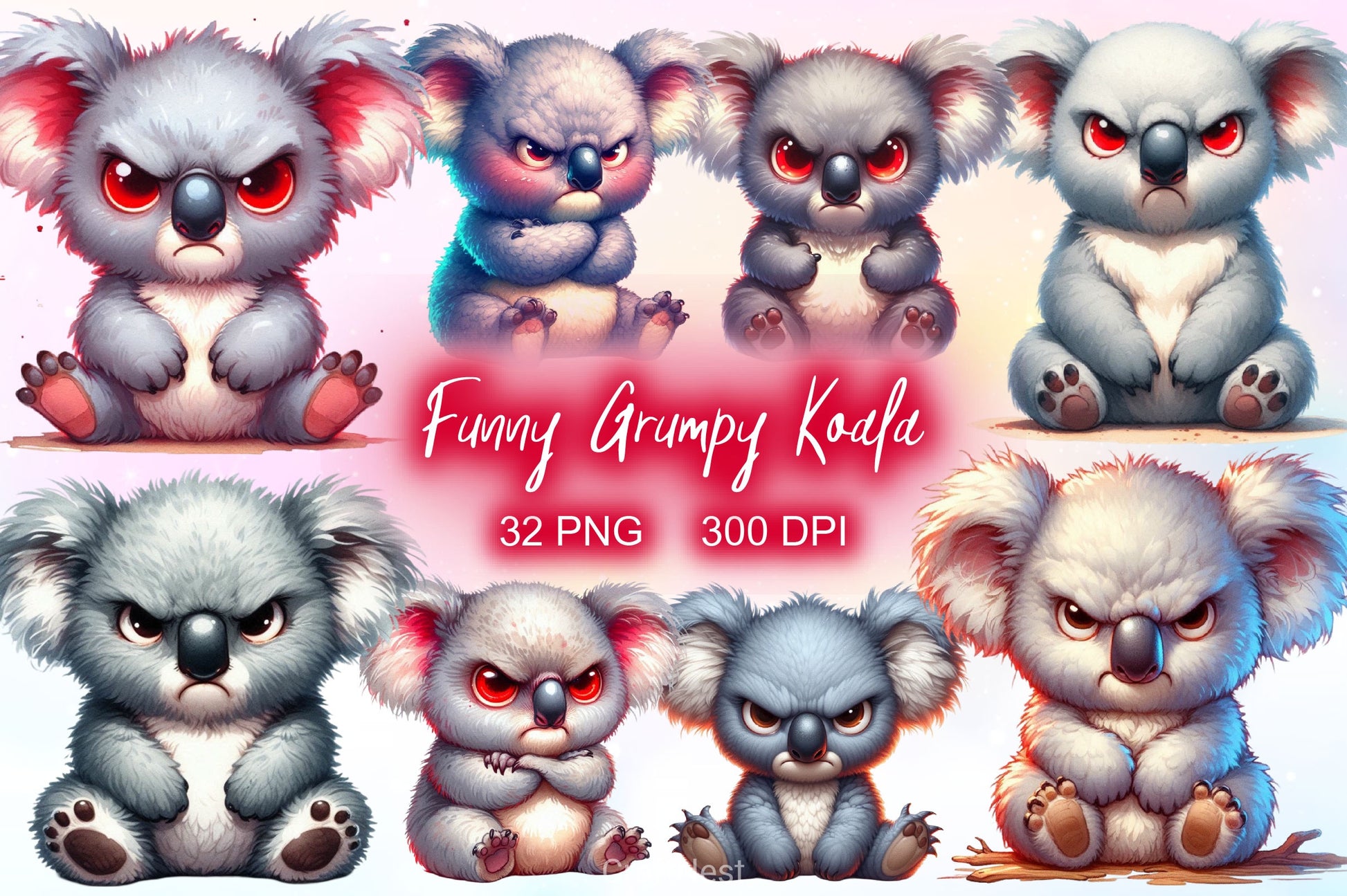 Funny Grumpy Koala Clipart Bundle - CraftNest - Digital Crafting and Art