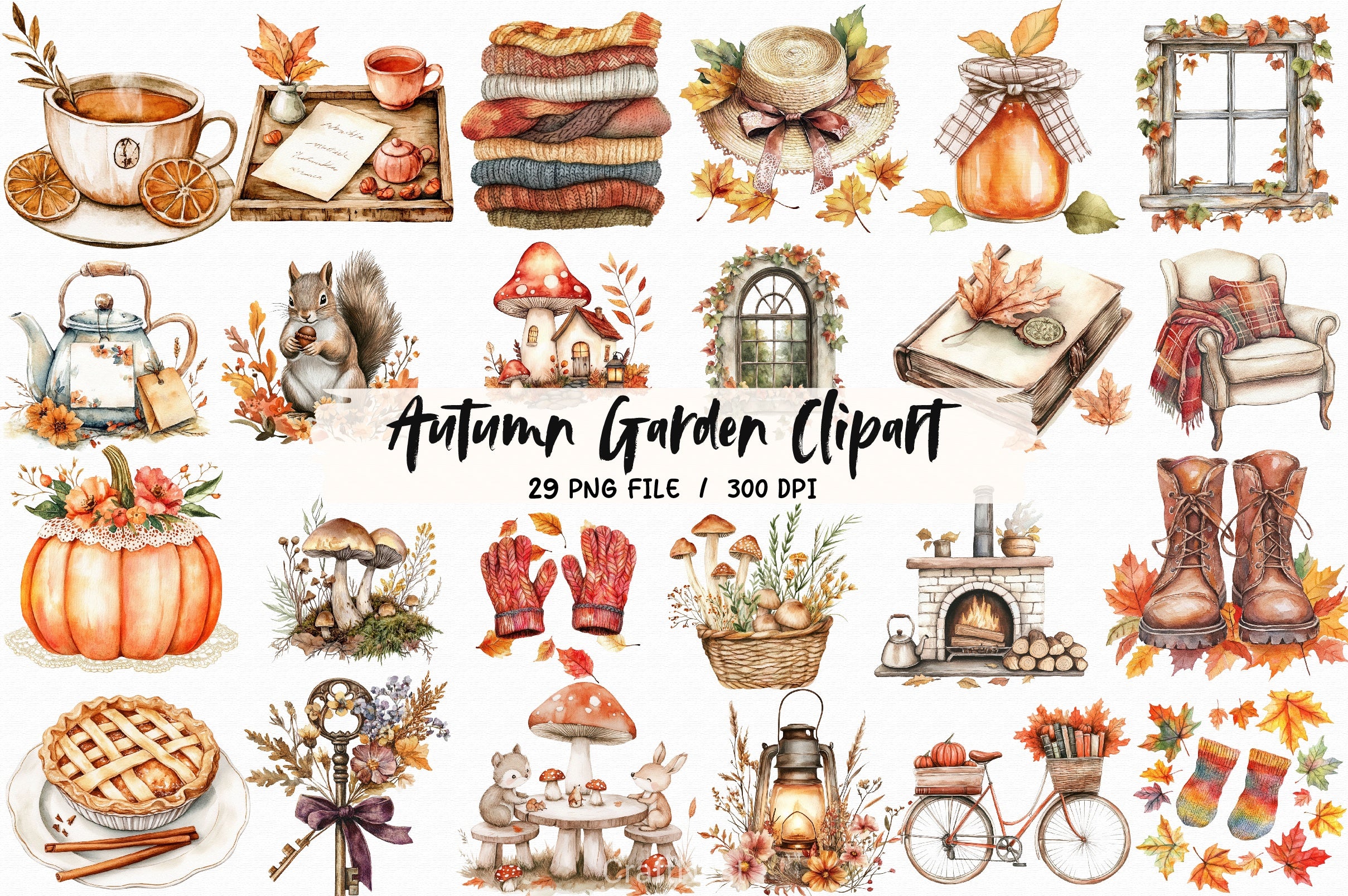 Autumn Cottagecore Clipart Bundle - CraftNest - Digital Crafting and Art