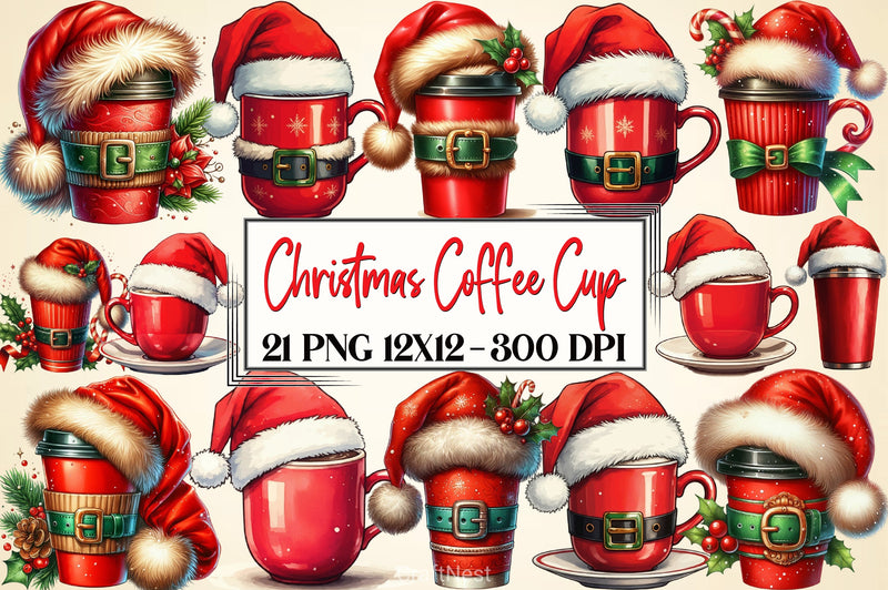 Christmas Coffee Cup Clipart Bundle - CraftNest - Digital Crafting and Art