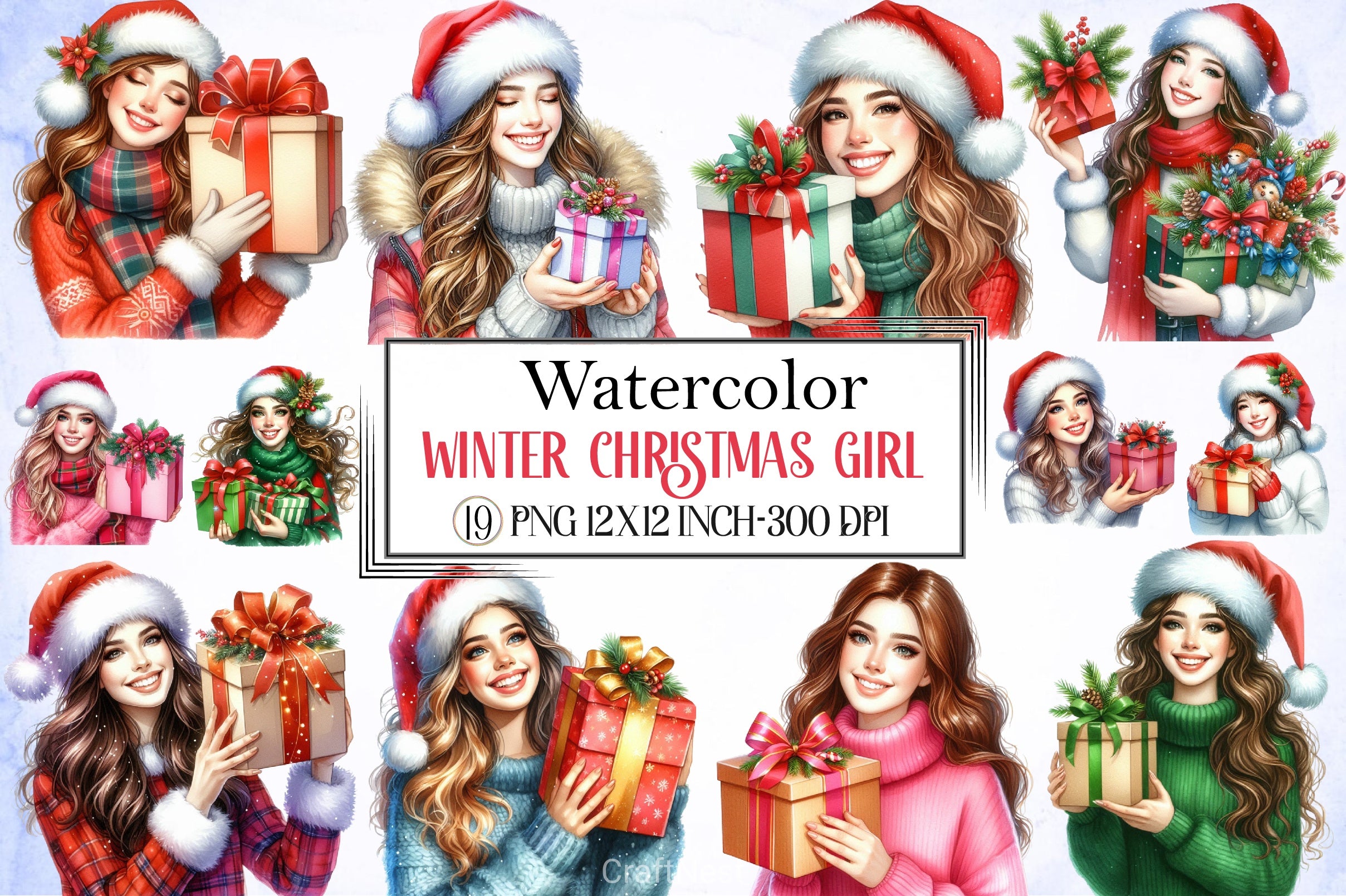 Winter Christmas Girl Clipart Bundle - CraftNest - Digital Crafting and Art