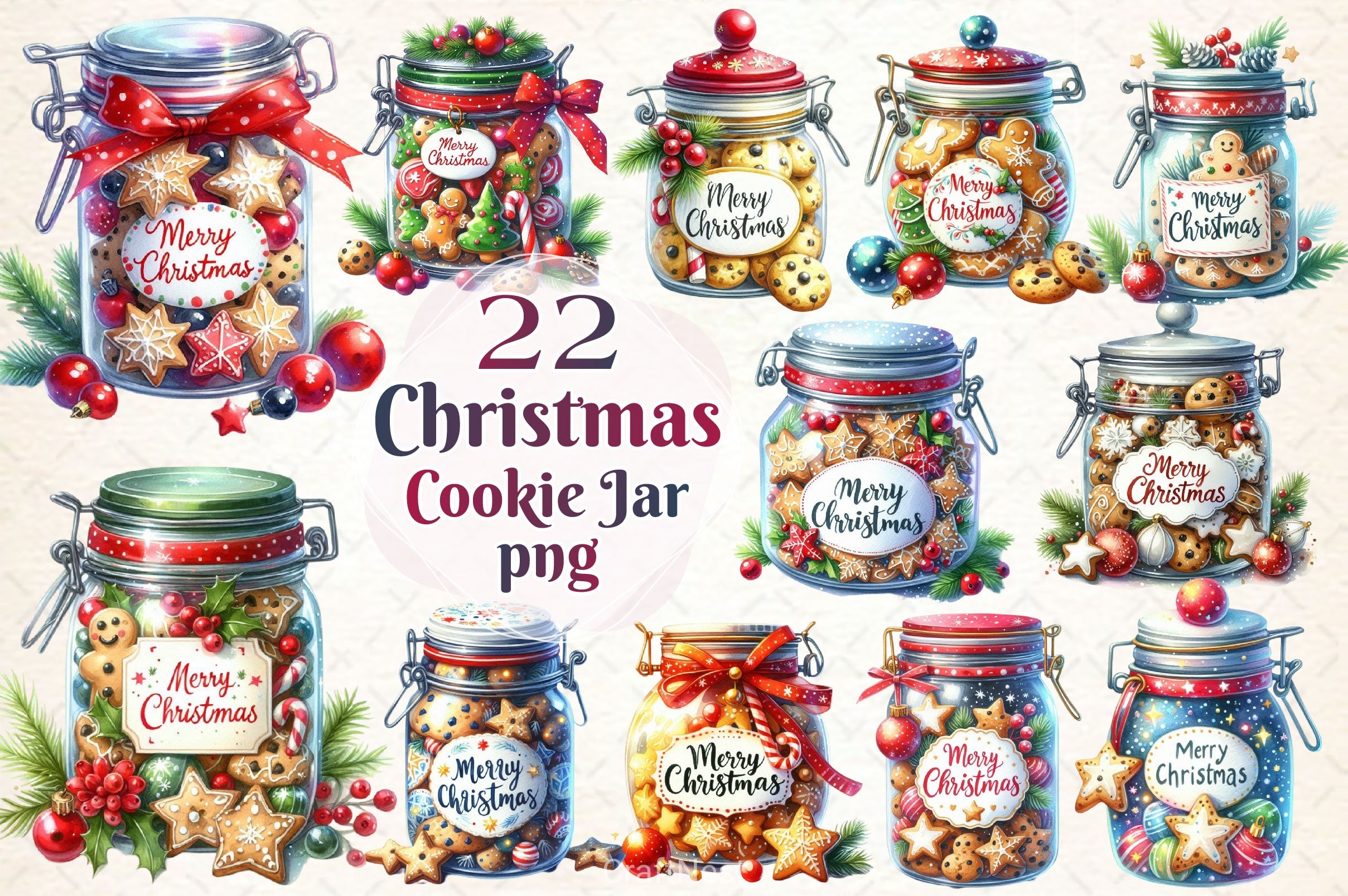 Christmas Cookie Jar Clipart Bundle 4 - CraftNest - Digital Crafting and Art