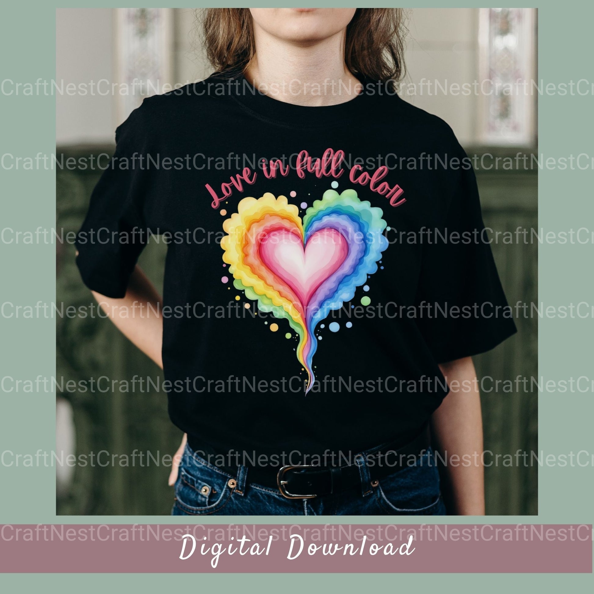 Love In Full Color Shirt Design Clipart Bundle - CraftNest - Digital Crafting and Art