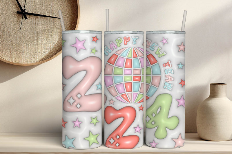 3D Inflated New Year Tumbler Bundle 4 - CraftNest - Digital Crafting and Art