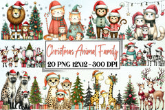 Christmas Animal Family Clipart Bundle - CraftNest - Digital Crafting and Art