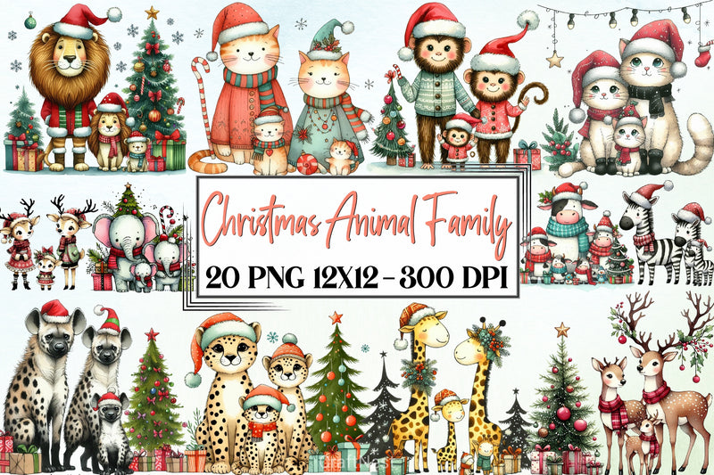 Christmas Animal Family Clipart Bundle - CraftNest - Digital Crafting and Art