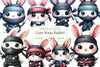 Cute Ninja Rabbit Clipart Bundle