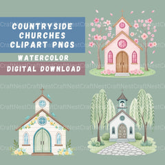 Countryside Churches Clipart Bundle - CraftNest - Digital Crafting and Art