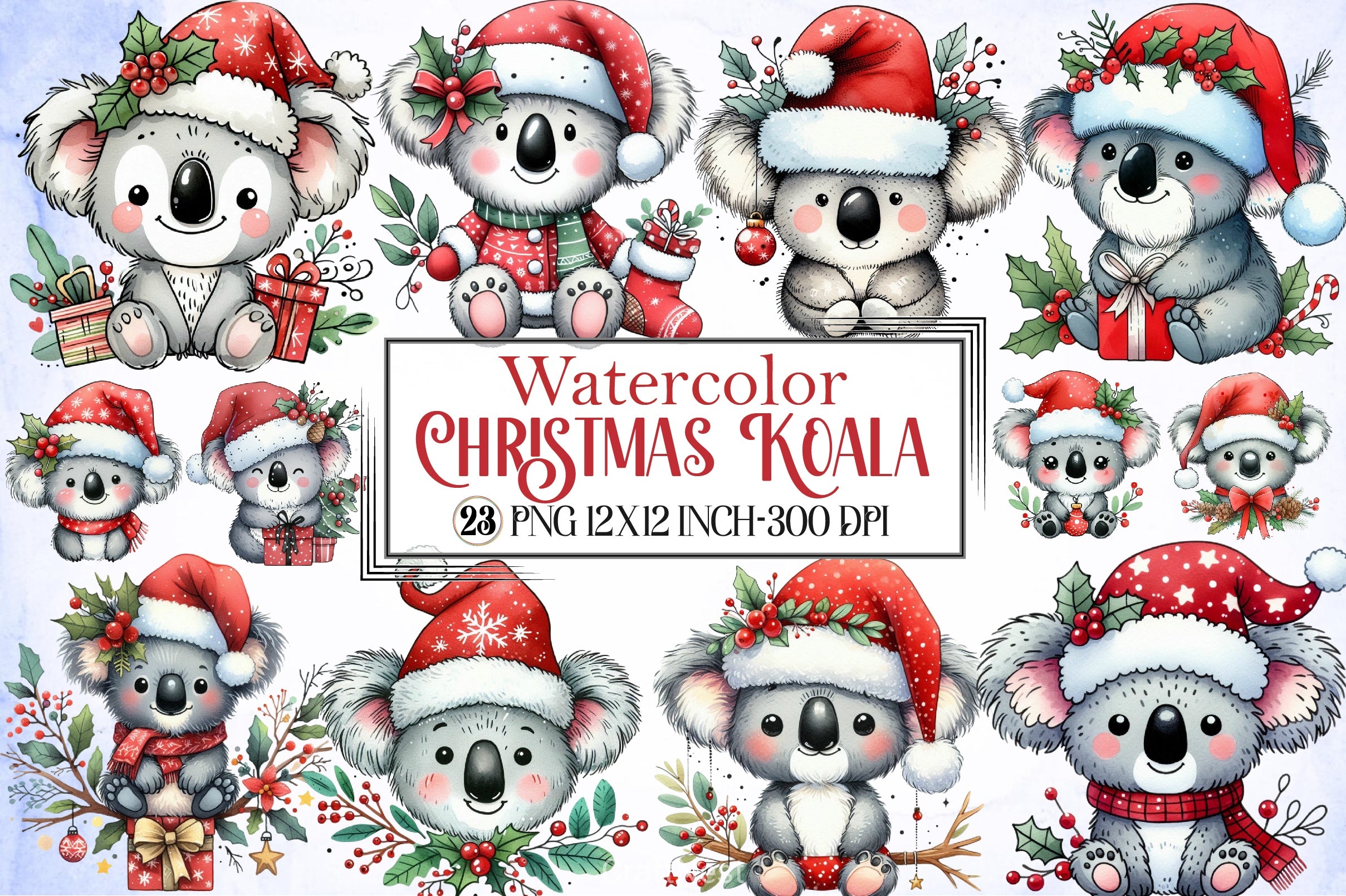 Christmas Koala Clipart Bundle 1 - CraftNest - Digital Crafting and Art