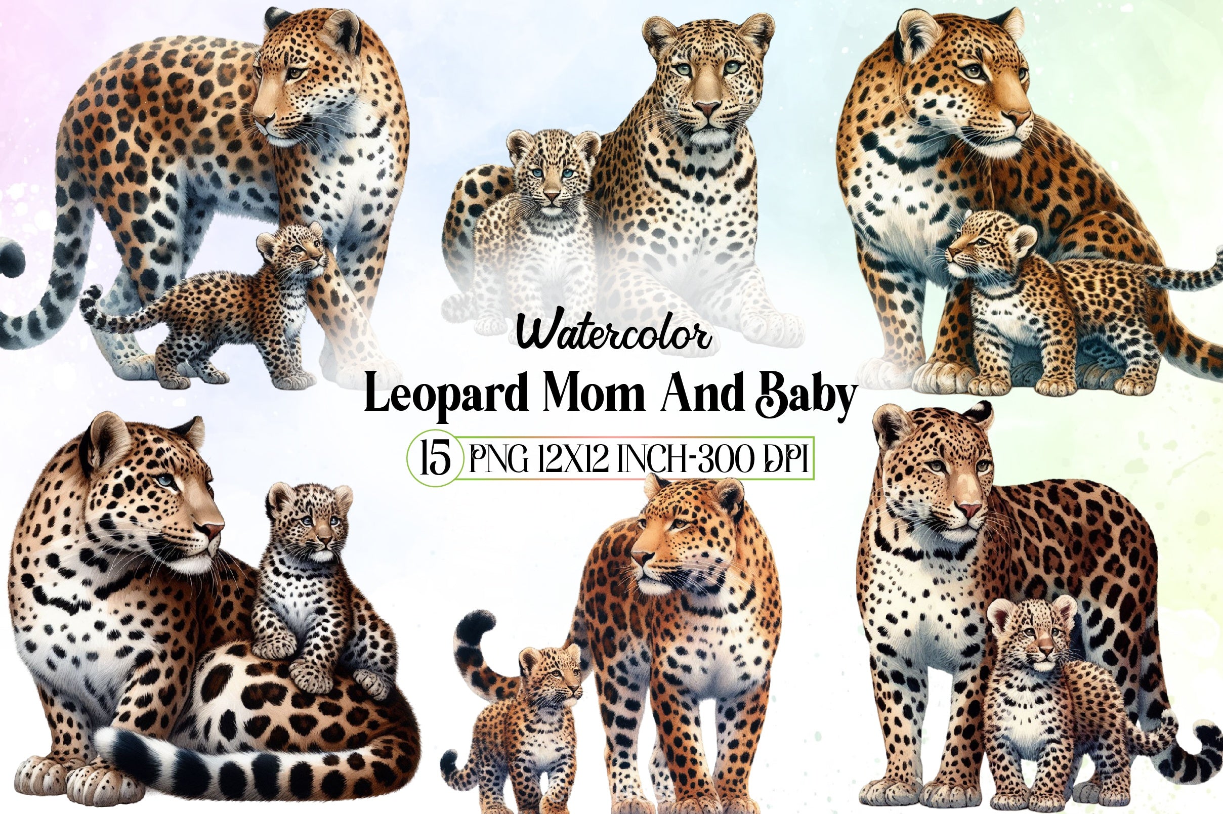 Leopard Mom & Baby Clipart Bundle - CraftNest - Digital Crafting and Art
