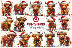 Cute Christmas Highland Cow Clipart Bundle 2 - CraftNest - Digital Crafting and Art