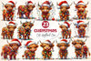 Cute Christmas Highland Cow Clipart Bundle