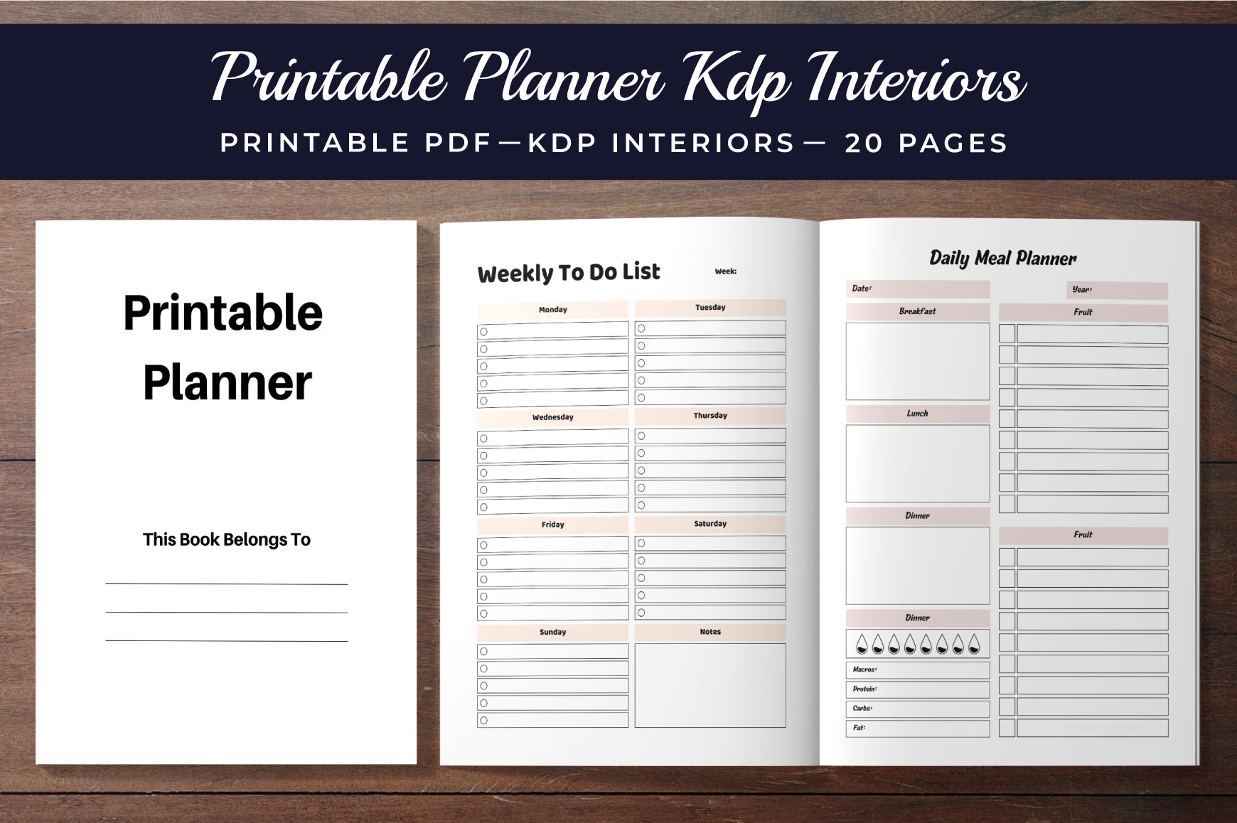 Printable Planner KDP Interior