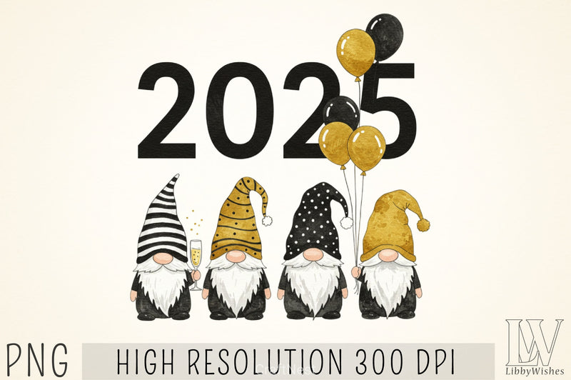 New Year Gnomes 2025 Clipart Bundle 7 - CraftNest - Digital Crafting and Art