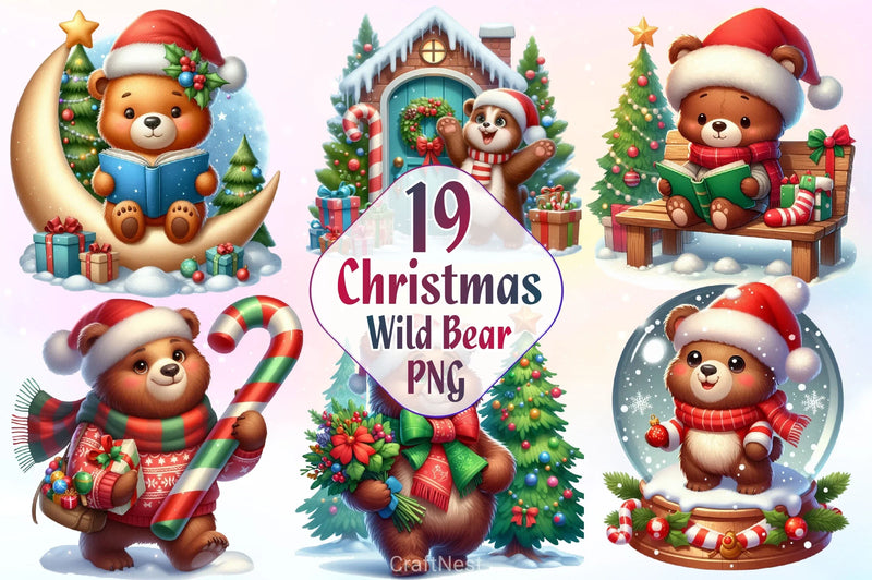Christmas Wild Bears Clipart Bundle 2 - CraftNest - Digital Crafting and Art