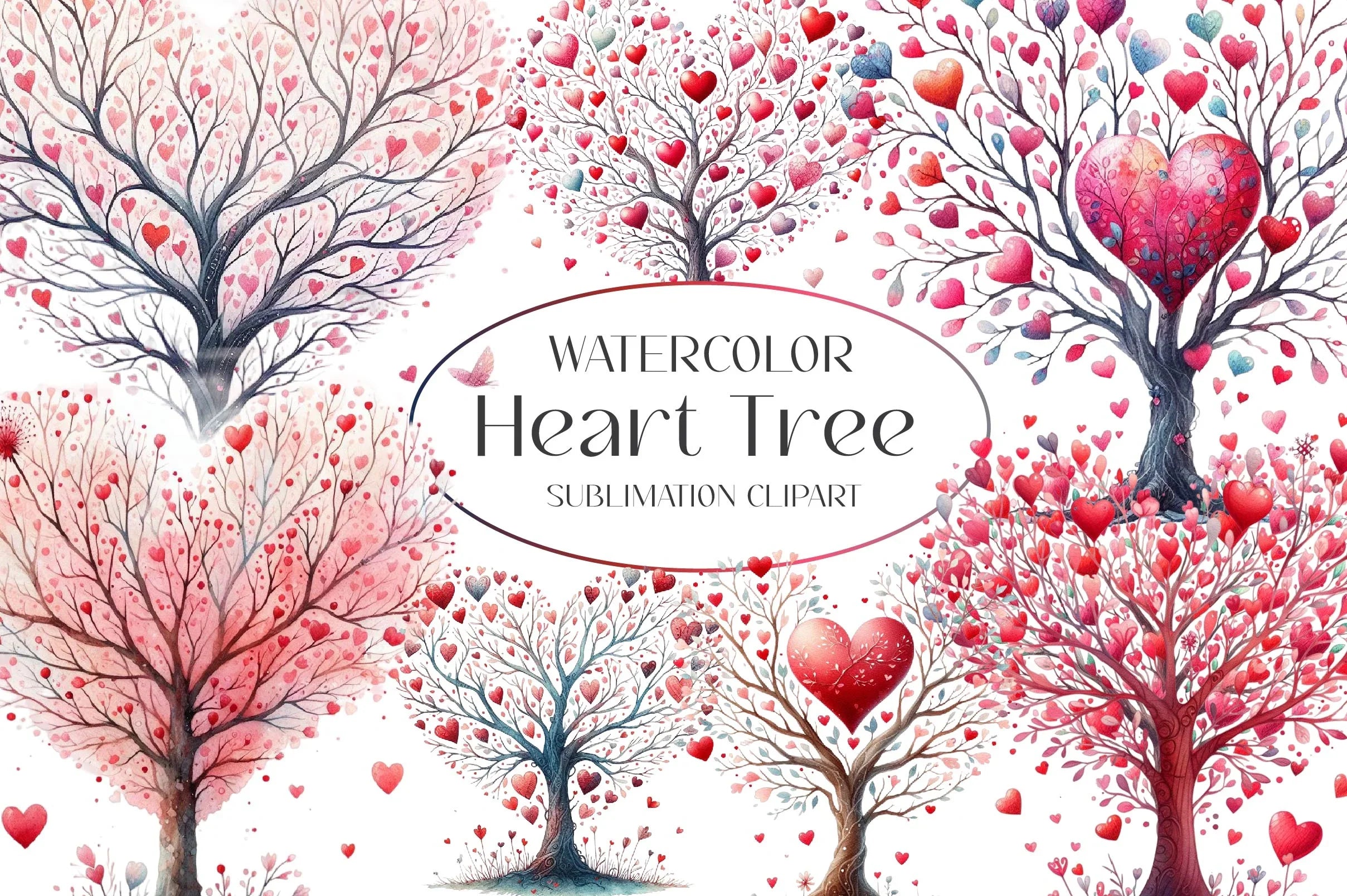 Heart Tree Clipart Bundle