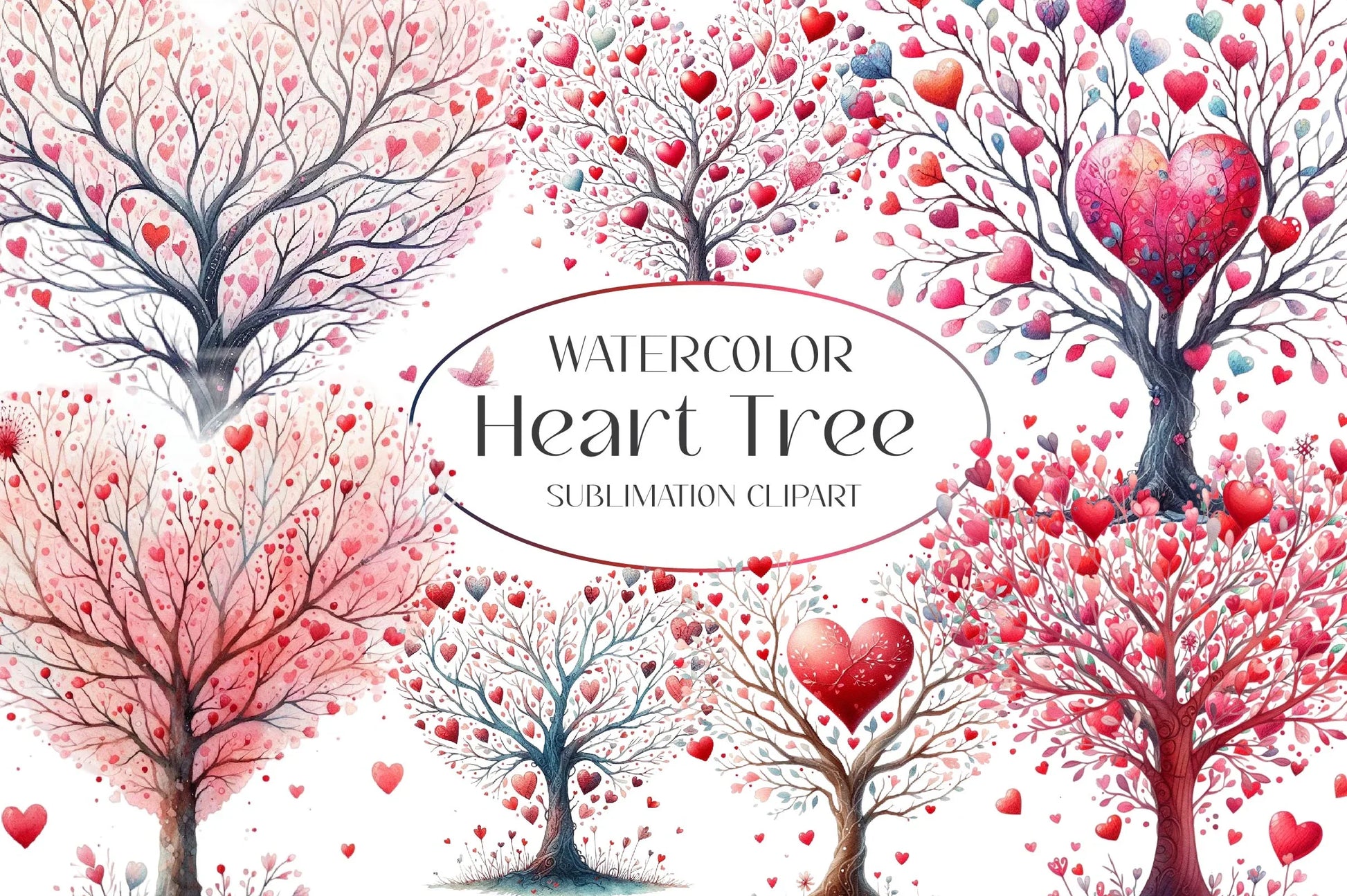 Heart Tree Clipart Bundle - CraftNest - Digital Crafting and Art