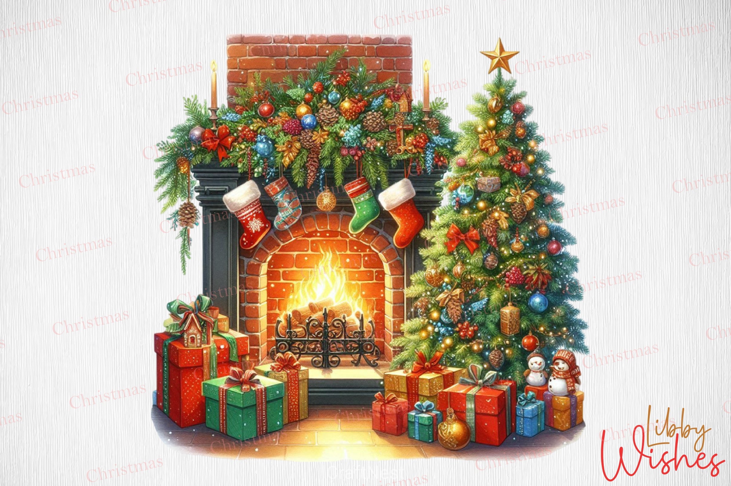 Christmas Fireplace Clipart Bundle 4 - CraftNest - Digital Crafting and Art