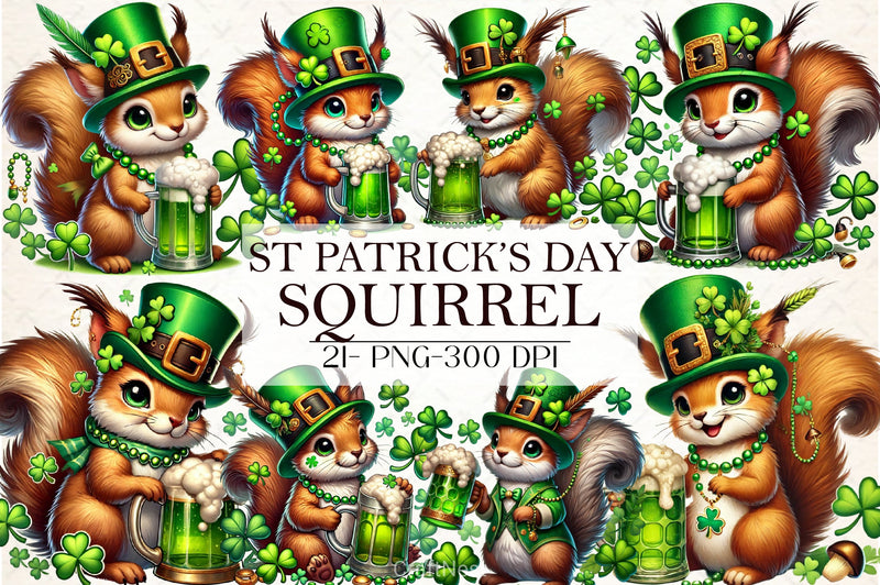 Cute Squirrel St. Patrick's Day Clipart Bundle - CraftNest - Digital Crafting and Art