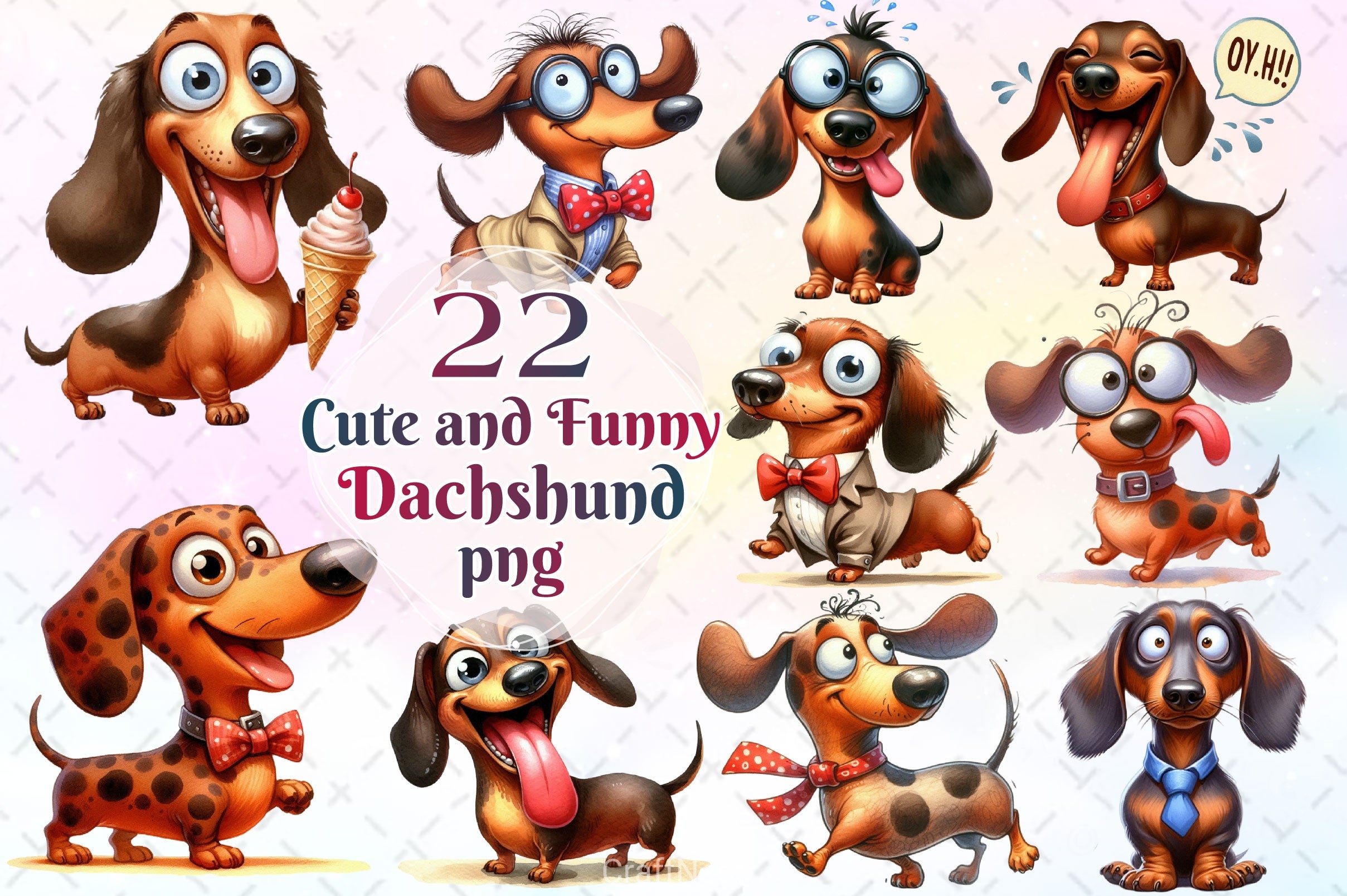 Cute And Funny Dachshund Clipart Bundle - CraftNest - Digital Crafting and Art