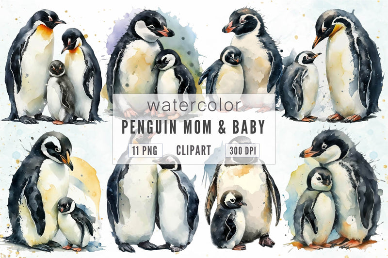 Penguin Mom And Baby Clipart Bundle - CraftNest - Digital Crafting and Art