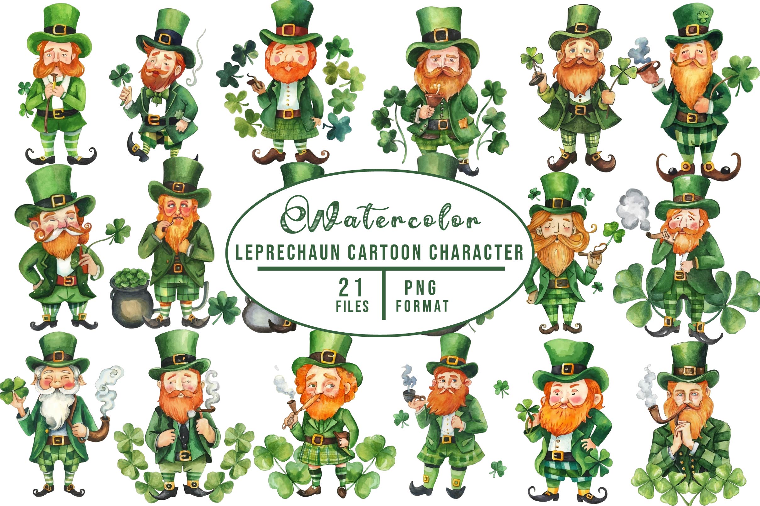 Leprechaun Cartoon Character Clipart Bundle - CraftNest - Digital Crafting and Art