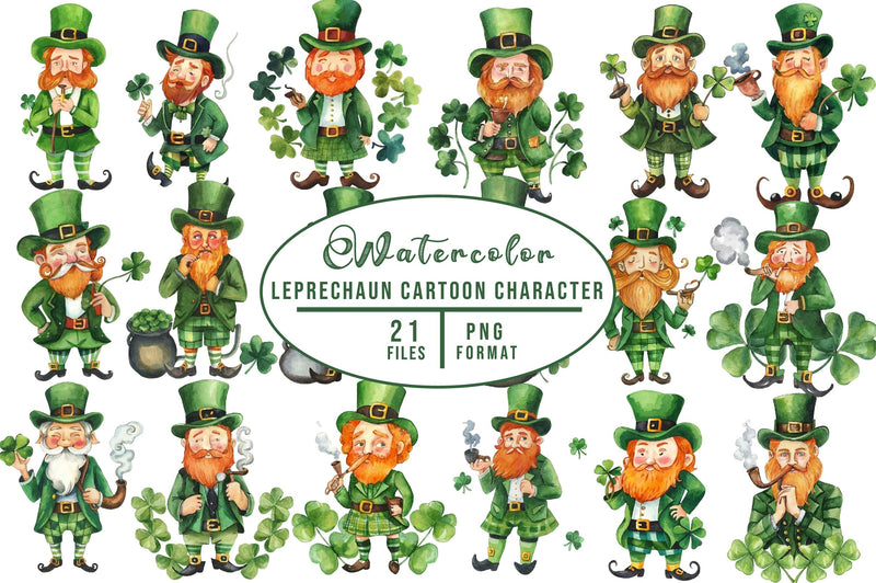 Leprechaun Cartoon Character Clipart Bundle - CraftNest - Digital Crafting and Art