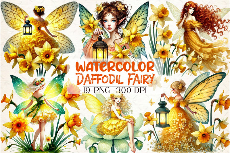 Daffodil Fairy Clipart Bundle - CraftNest - Digital Crafting and Art