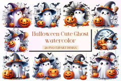 Halloween Cute Ghost Clipart Bundle 3 - CraftNest - Digital Crafting and Art
