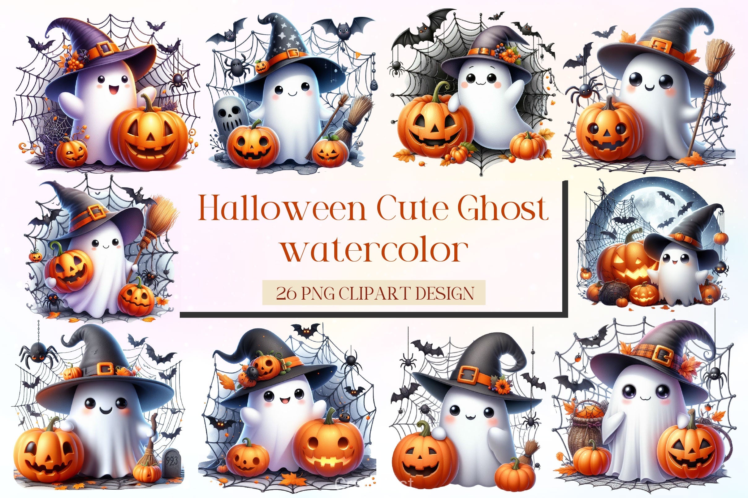 Halloween Cute Ghost Clipart Bundle 3 - CraftNest - Digital Crafting and Art