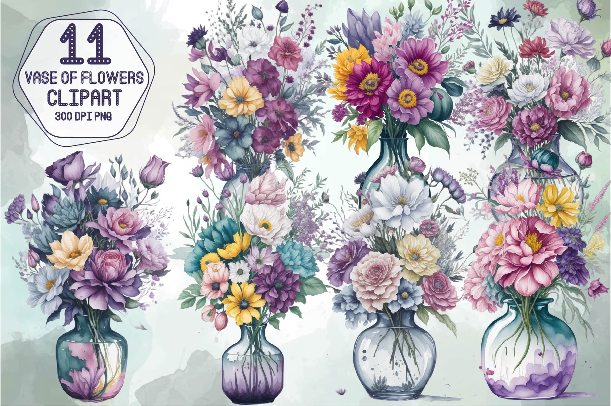 Vase Of Flowers Clipart Bundle - CraftNest - Digital Crafting and Art