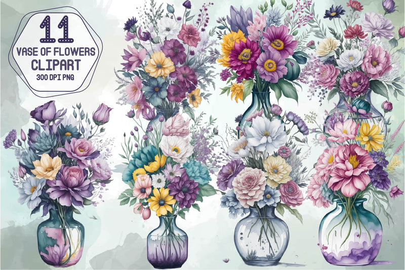 Vase Of Flowers Clipart Bundle - CraftNest - Digital Crafting and Art