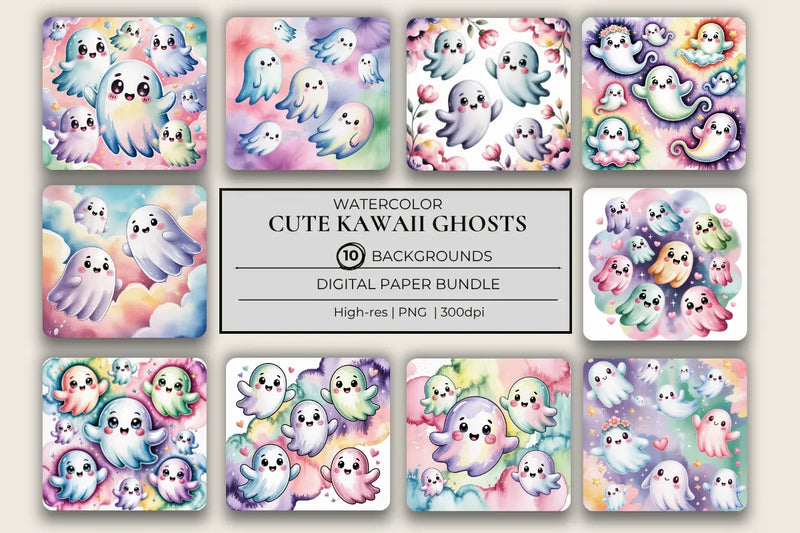 Kawaii Ghosts Background Papers - CraftNest - Digital Crafting and Art