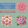 Pink Coquette Flowers Clipart Bundle