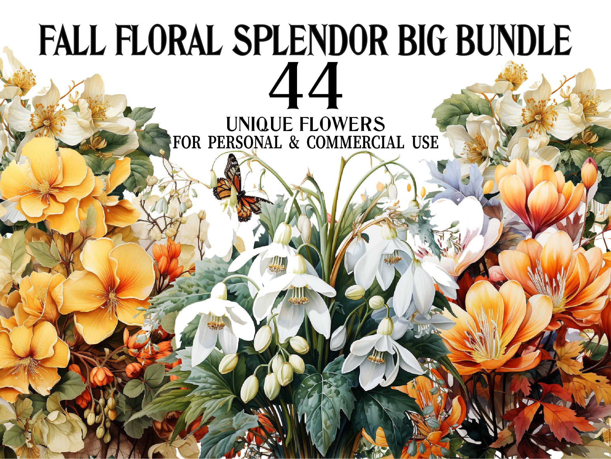 Autumn Floral Splendor Clipart - CraftNest