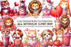 Cute Animal Boba Tea Valentine Clipart Bundle