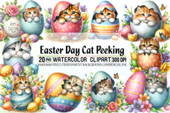 Easter Cat Peeking Clipart Bundle 2 - CraftNest - Digital Crafting and Art
