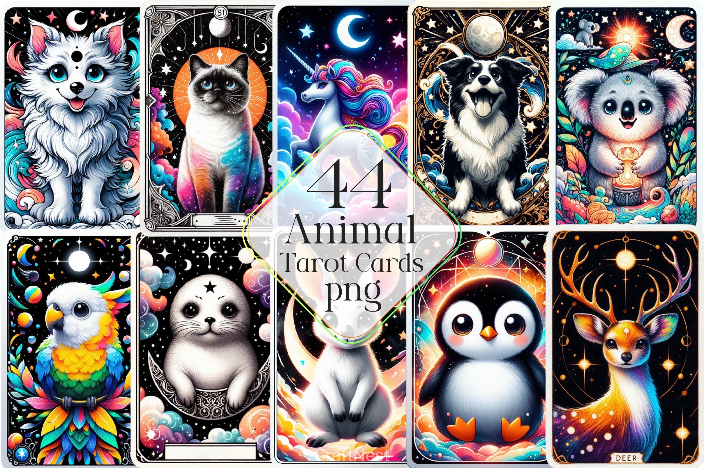 Animal Tarot Cards Clipart Bundle 2 - CraftNest - Digital Crafting and Art