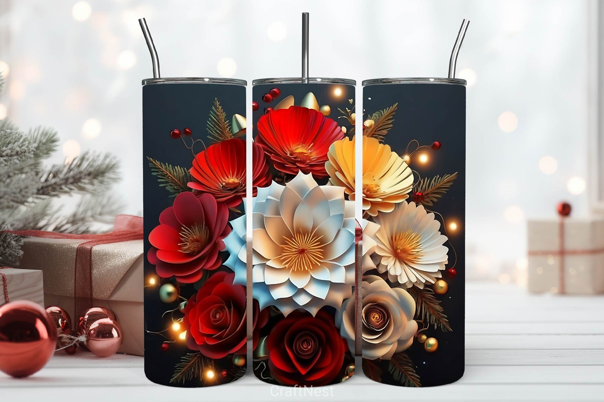 Flower Tumbler Wrap Bundle 6 - CraftNest - Digital Crafting and Art