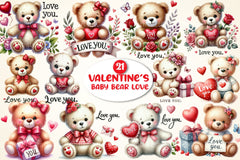 Valentine's Baby Bear Love Clipart Bundle - CraftNest - Digital Crafting and Art