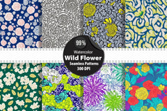 Wild Flower Seamless Patterns Clipart Bundle - CraftNest - Digital Crafting and Art