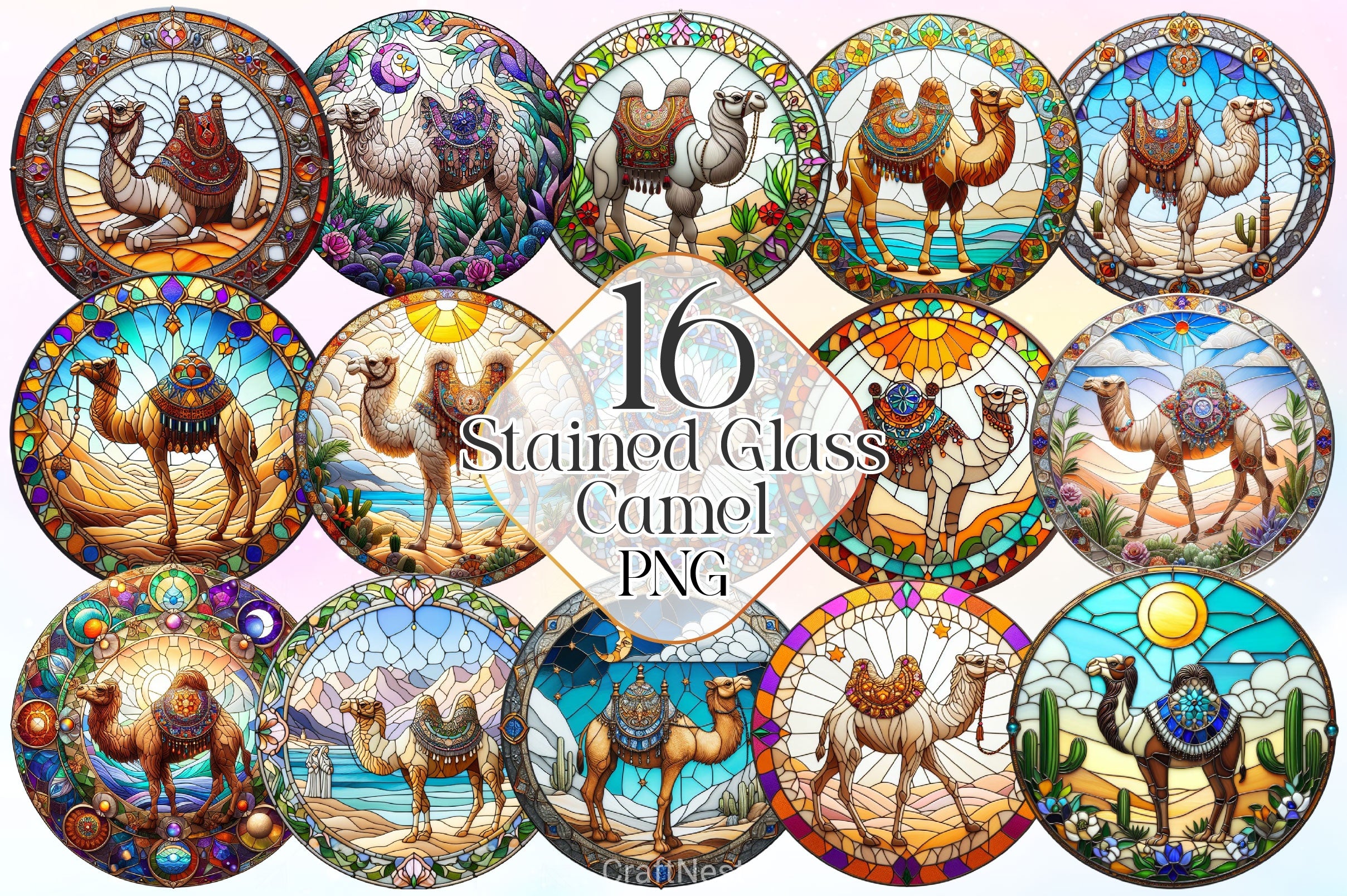 Stained Glass Camel Wind Spinner Clipart Bundle - CraftNest - Digital Crafting and Art