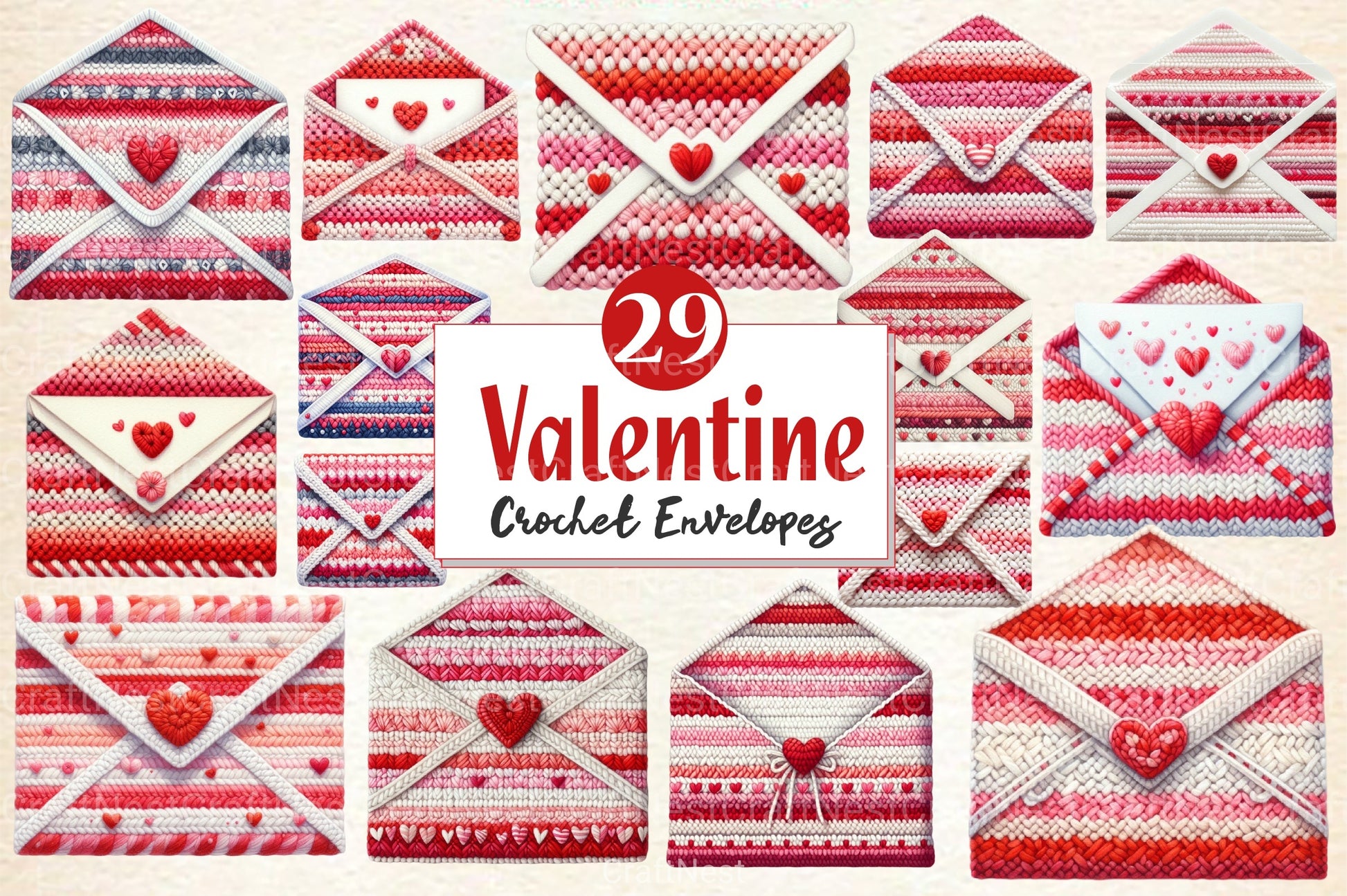 Valentine Crochet Envelopes Clipart Bundle 1 - CraftNest - Digital Crafting and Art